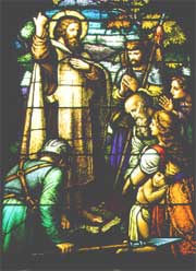 Stained glass window of St. Boniface