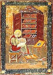 Bede in his scriptorium